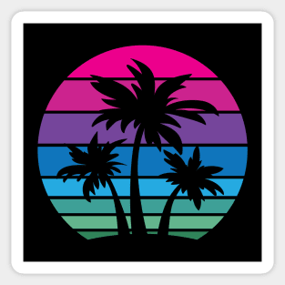 Retro 80s and 90s Tropical Beach Style Palm Tree Sunset Design Sticker